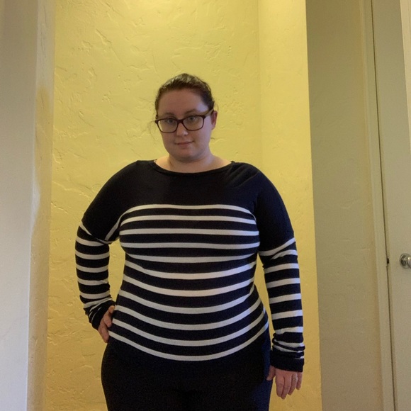 a new day Navy White Stripes Coverup Size XL - Picture 2 of 9